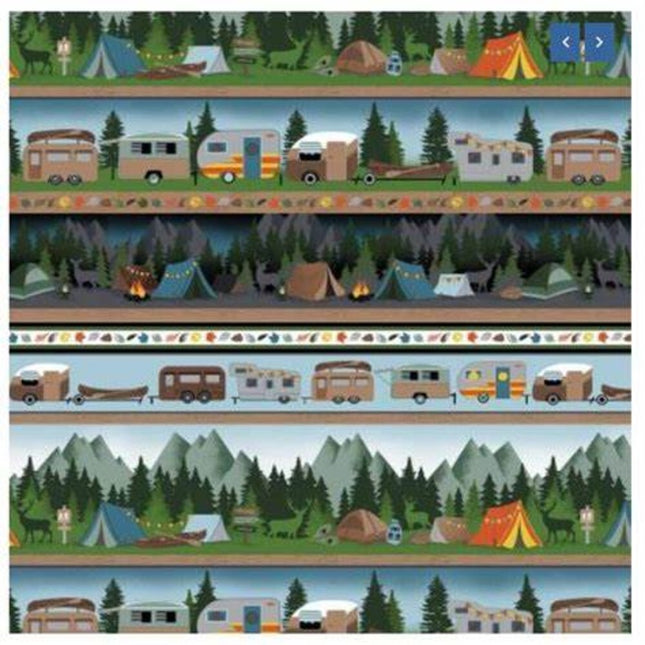 Moose Creek Lodge Camping Stripe Cotton Fabric
