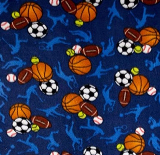 Handmade Single Layer 58"x 72" Fleece Throw Blanket "All Sports Dark Polar ”