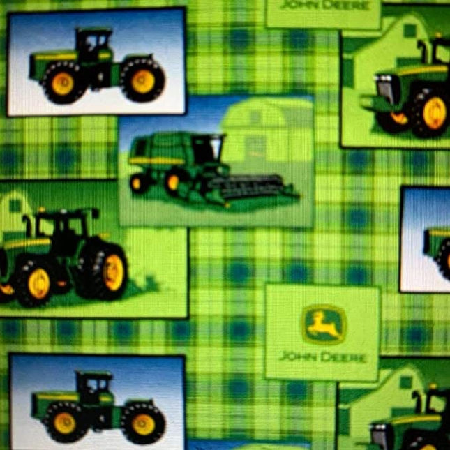 John Deere Plaid Patch Allover Cotton Fabric Pillowcase
