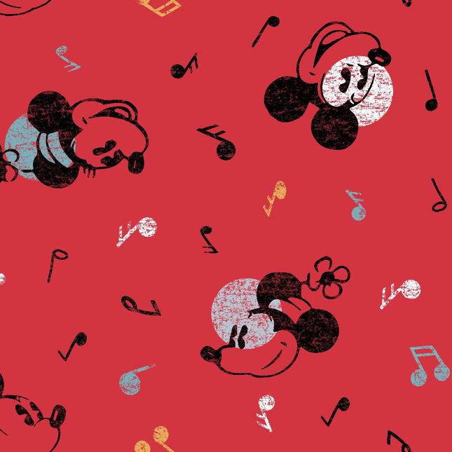 Mickey Vintage Mouse Music Cotton Fabric