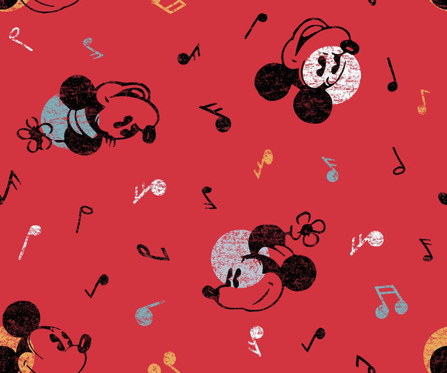 Mickey Vintage Mouse Music Cotton Fabric