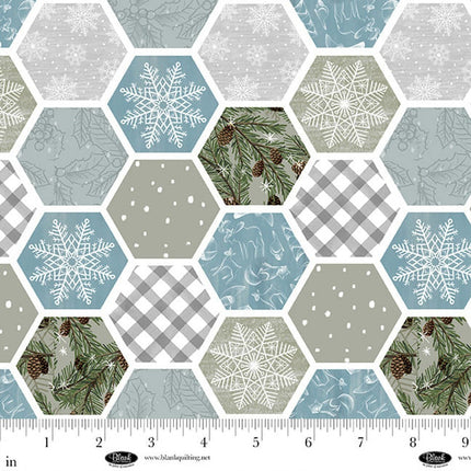 Chill Factor Wildlife Patched Gray Flannel Fabric