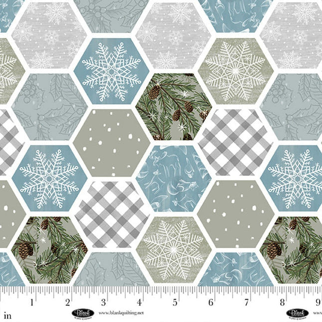 Chill Factor Wildlife Patched Gray Flannel Fabric