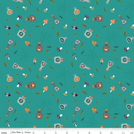 Little Witch Potions Light Teal Cotton Fabric