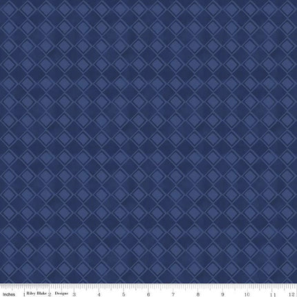 Come Let Us Adore Him Tonal Navy Cotton Fabric