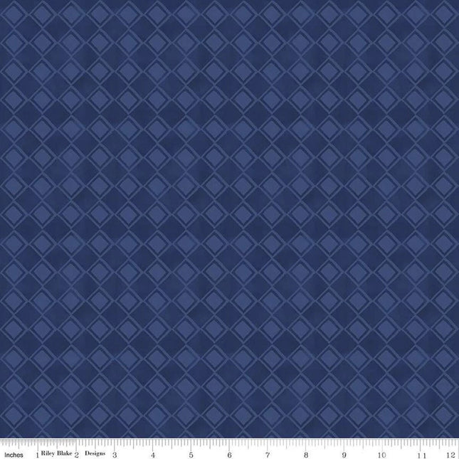 Come Let Us Adore Him Tonal Navy Cotton Fabric