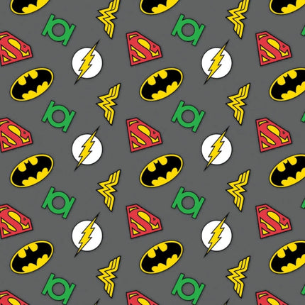 DC Comic Super Hero Logos Flannel Fabric