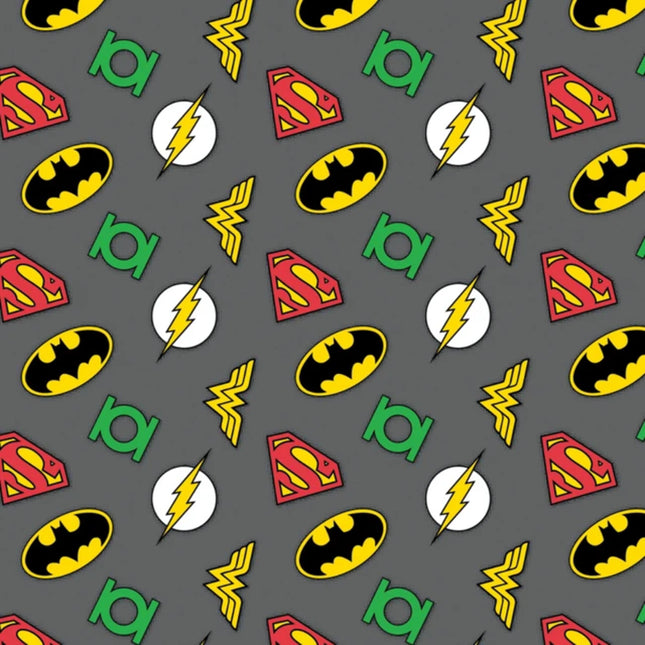 DC Comic Super Hero Logos Flannel Fabric