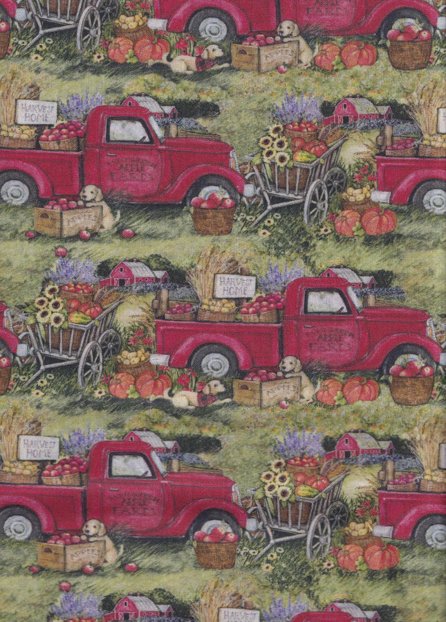 Harvest Truck Allover Cotton Fabric