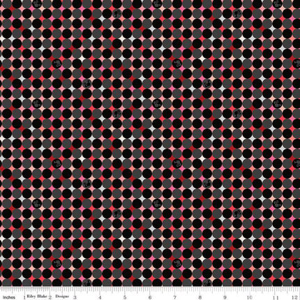 Barbie Vintage Sparkle Dots Black Cotton Fabric