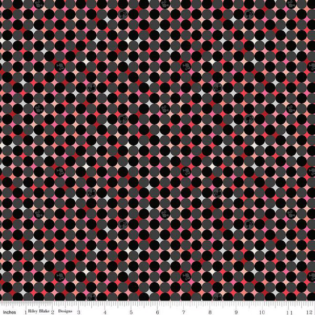 Barbie Vintage Sparkle Dots Black Cotton Fabric