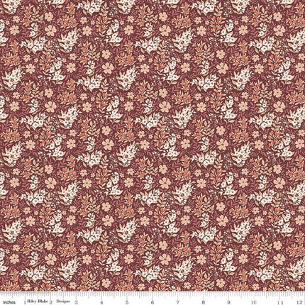 Evening on the Prairie Ditsy Floral Marsala Cotton Fabric