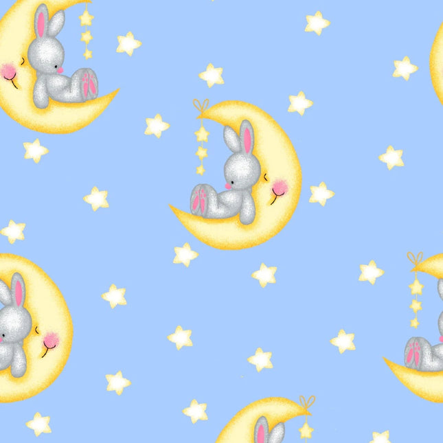 Bunny on Moon Comfy Flannel Fabric