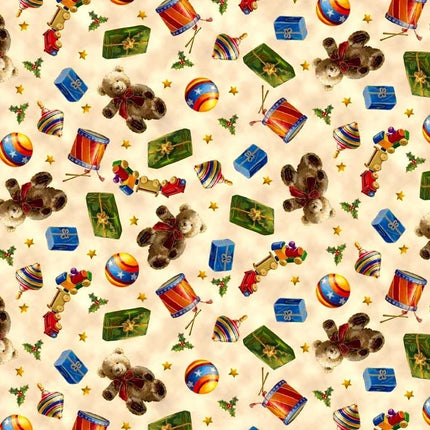 Checking it Twice Toys Cream Cotton Fabric
