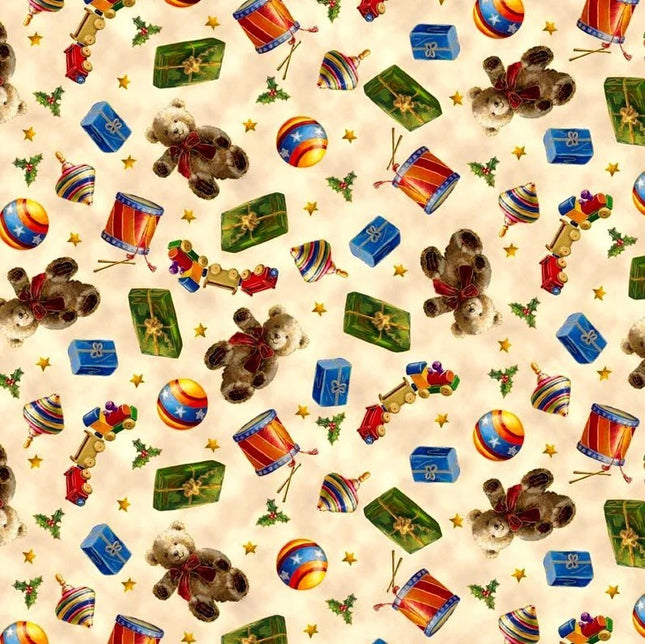 Checking it Twice Toys Cream Cotton Fabric