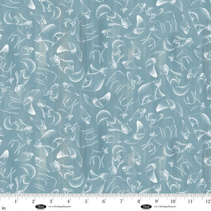 Chill Factor Wildlife Aqua Flannel Fabric