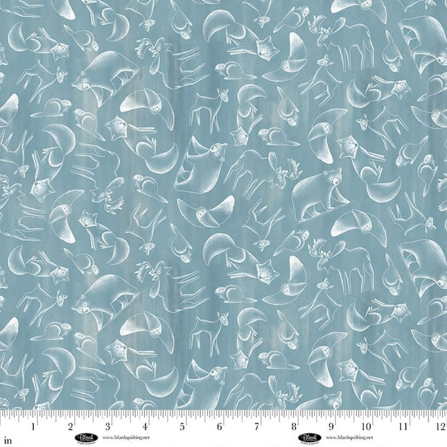 Chill Factor Wildlife Aqua Flannel Fabric
