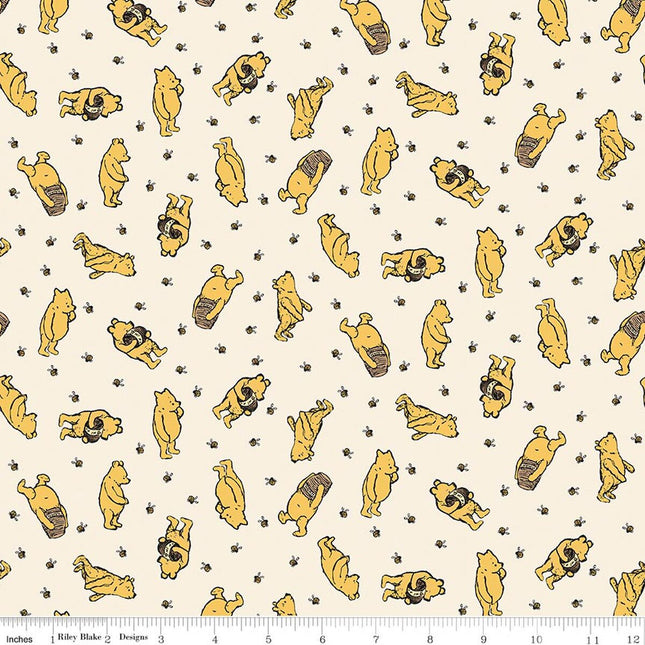 Flannel Winnie the Pooh Toss Cream Fabric