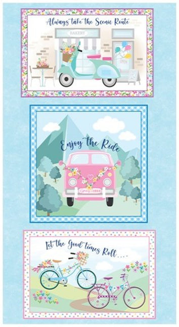Enjoy the Ride Cotton Panel Fabric (24" x 44")