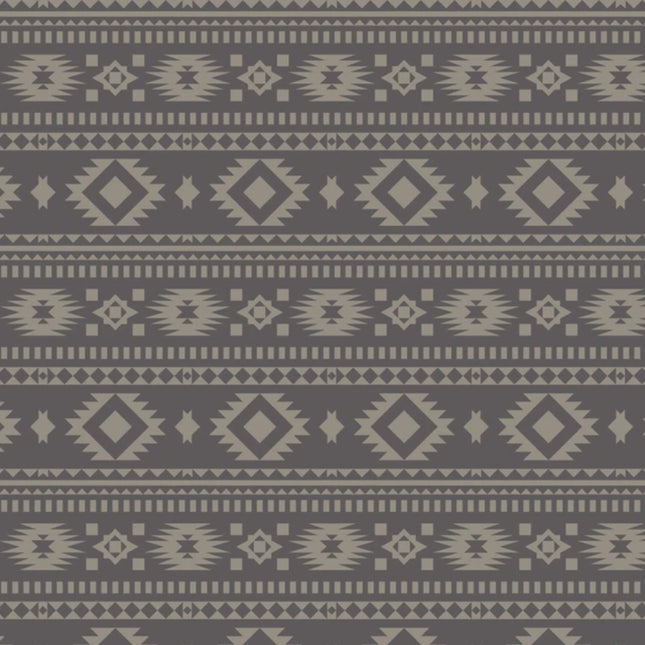 Textured Geo Stripe Charcoal Flannel Fabric
