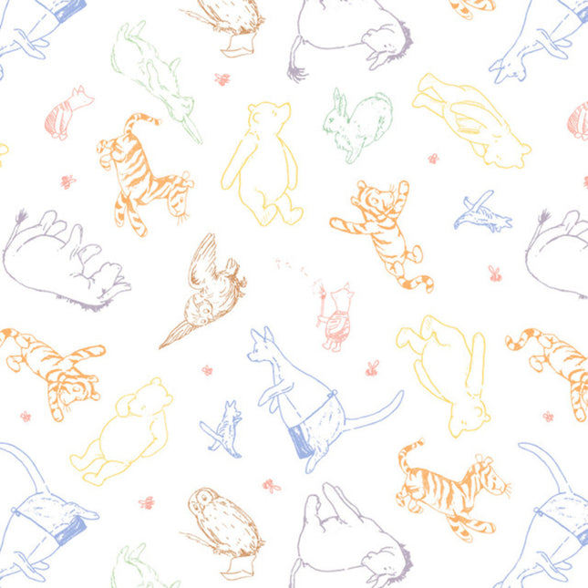 Classic Winnie Character Drawings Cotton Fabric