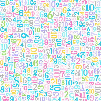 Playtime Numbers Pastel Flannel Fabric
