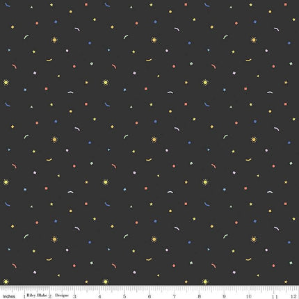 New Box of Crayons Confetti Black Cotton Fabric