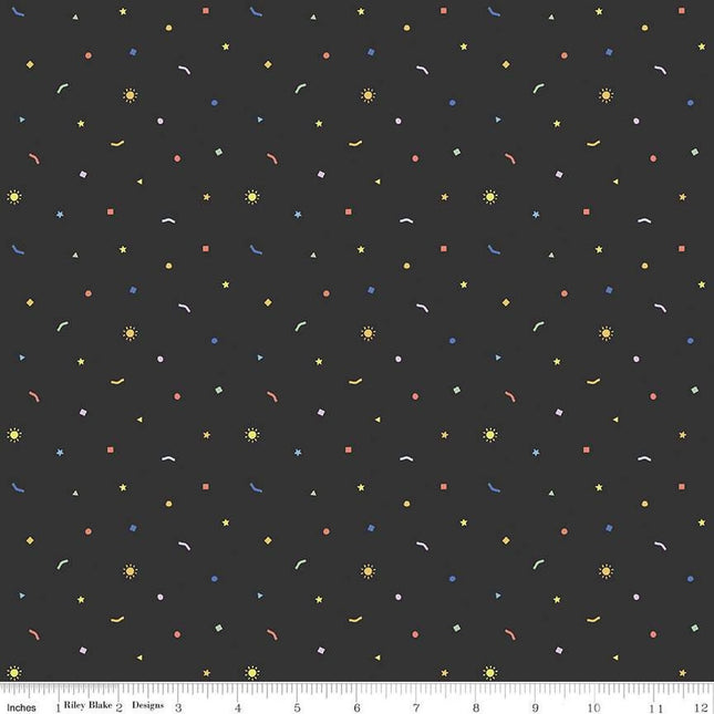 Pillowcase - New Box of Crayons Confetti Black Cotton