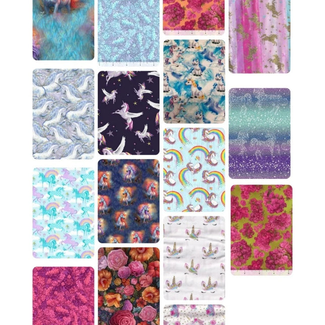 Assorted Unicorn Fabric - 1 lb Scrap Bundle