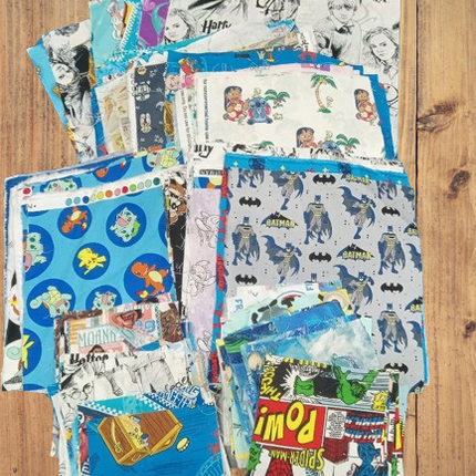 Assorted Character Quilting Squares Fabric - 3 lb Bundle