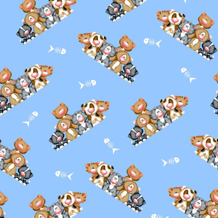 Cats Posing Comfy Flannel Fabric