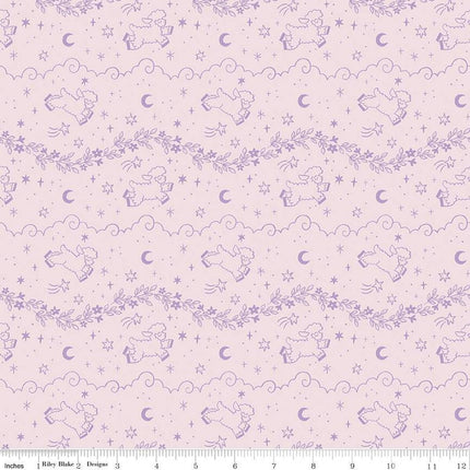Twinkle Little Star Counting Sheep Pink Cotton Fabric