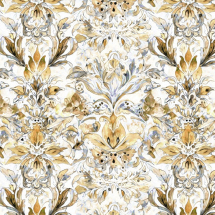 Midnight Bloom Watercolor Brocade Gray Cotton Fabric