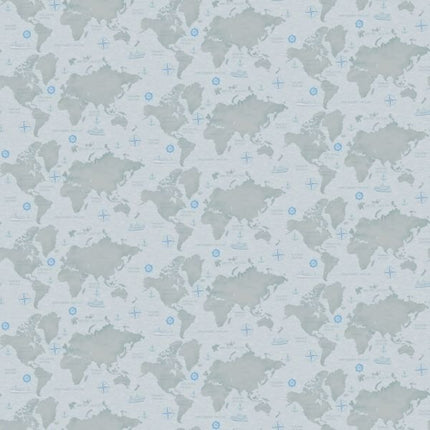 Coastal Guardians Map Gray Cotton Fabric