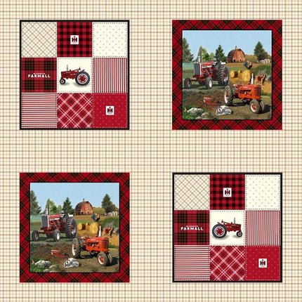 Farmall Plaid Pillow Panel Cotton Fabric