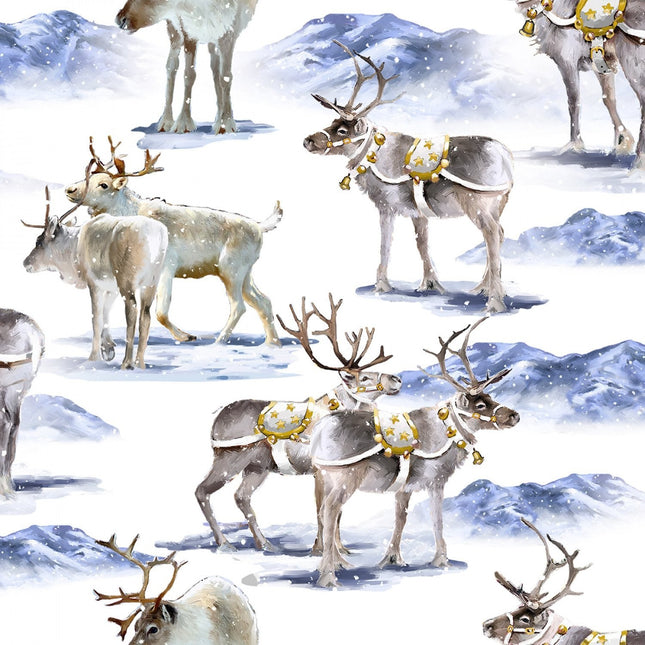 Curtain Valance - Here Comes Satna Reindeer Romp Cotton