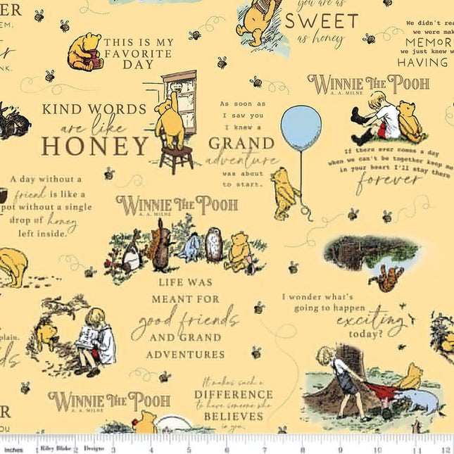 Flannel Winnie the Pooh Quotes Sunshine Fabric