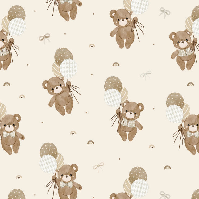 Teddy Bear's Adventures Cream Flannel Fabric