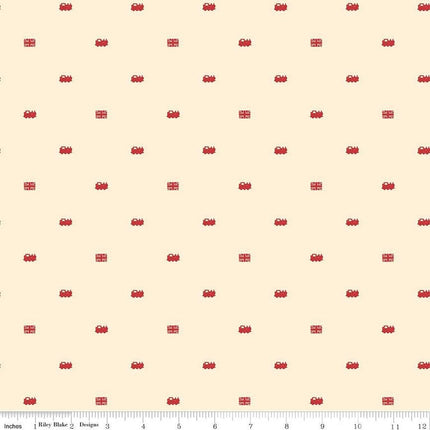 Thomas & Friends™ 80th Anniversary Train Dots Cream Cotton Fabric