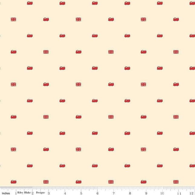 Thomas & Friends™ 80th Anniversary Train Dots Cream Cotton Fabric