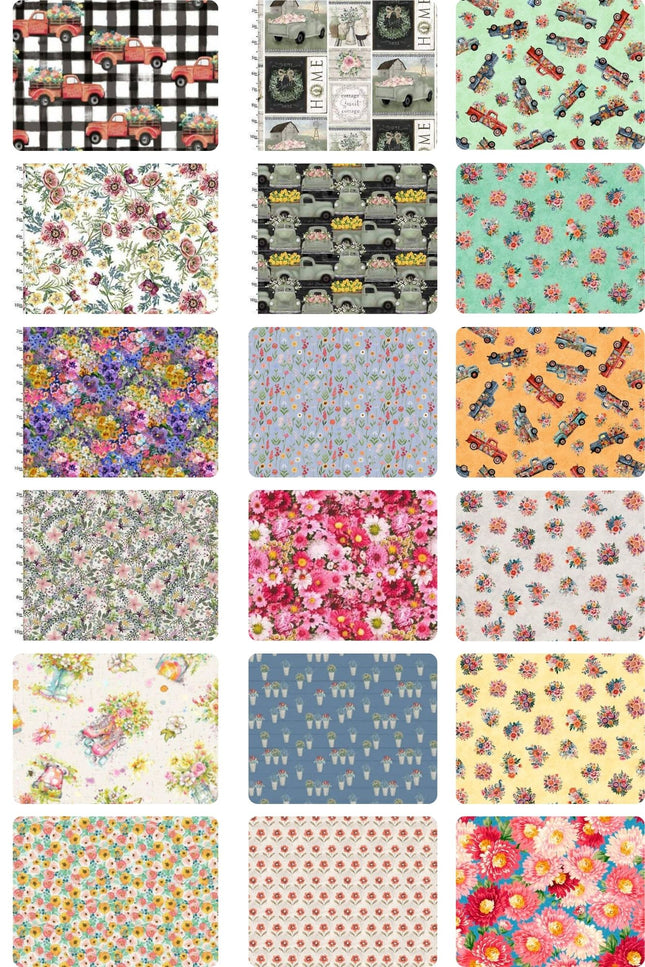 10 Fat Quarters – Assorted Farmhouse Spring Flowers Fat Quarter Bundle