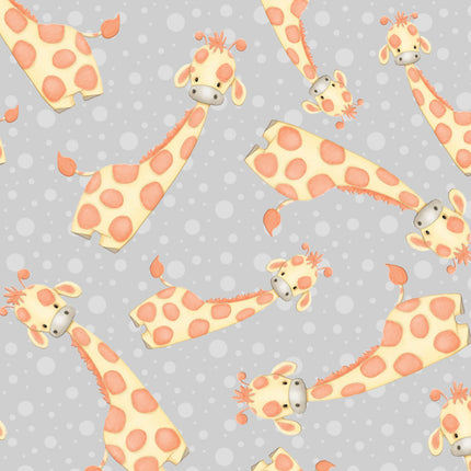 Bubble Giraffe Gray Flannel Fabric