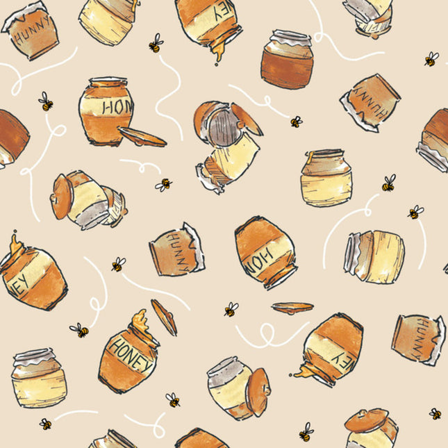Classic Winnie Honey Pots Cotton Fabric