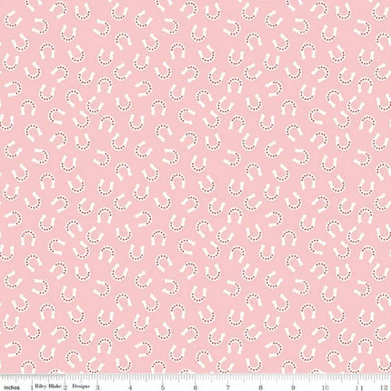 Lil Buckaroos Horseshoes Pink Flannel Fabric
