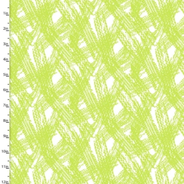 Dump, Dig & Rumble Truck Tracks Lime Flannel Fabric