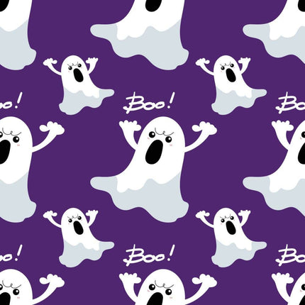 Boo! Allover - Purple Cotton Fabric