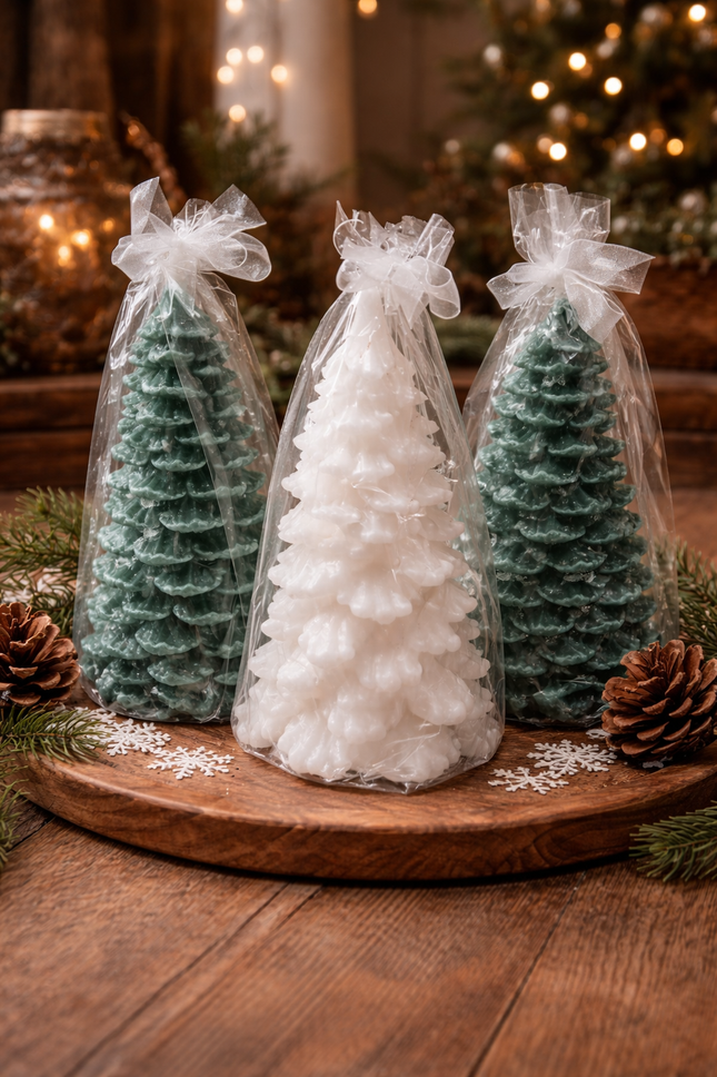 Christmas Tree Shaped Candles Set of 3