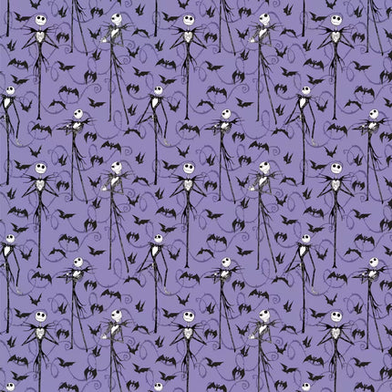 Nightmare Before Christmas Jack Skellington with Bats Cotton Fabric