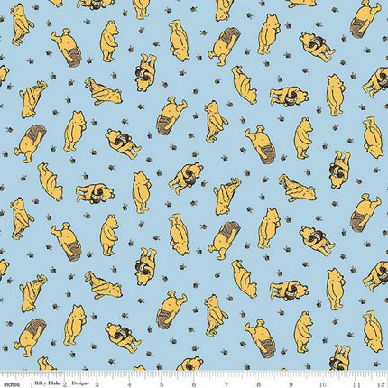Winnie the Pooh Toss Blue Cotton Fabric