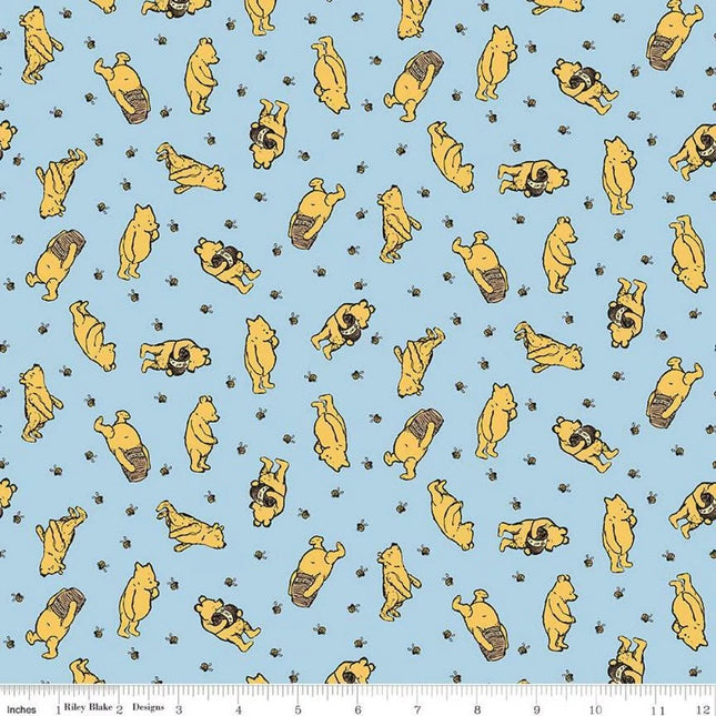 Winnie the Pooh Toss Blue Cotton Fabric